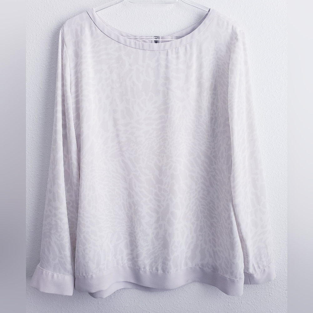 Ann Taylor Loft Semi Sheer Giraffe Long Sleeve Blouse